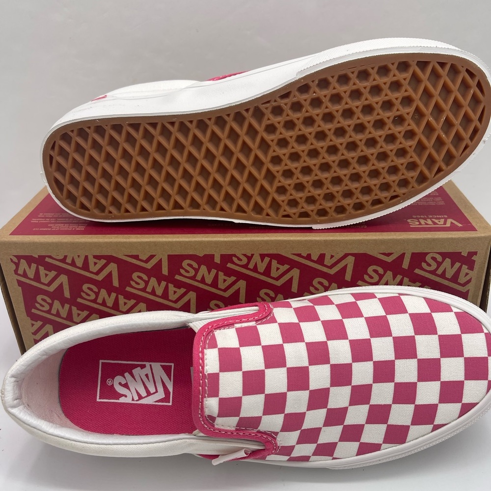 Vans Pink and White Checkered Slip-On Sneakers - Picture 5 of 16